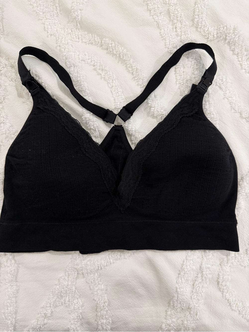 Cake Black Lace-Trim NURSING Seamless Bralette